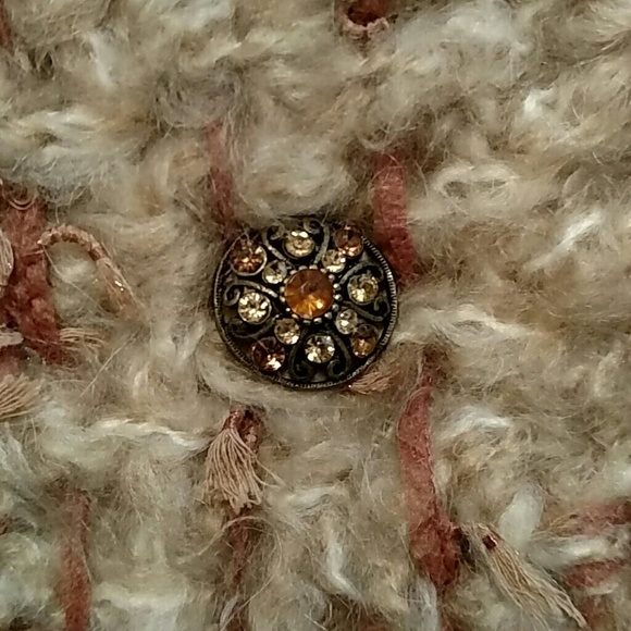 Hand Crafted Soft Knit Scarf Wrap Rust And Cream Fringe Bottom Fall Winter New - Picture 6 of 6